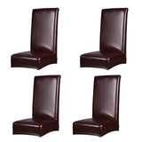 Maxbell 4Pieces Stretch Chair Cover Leather Seat Cover Dining Room Seat Cover Brown - Aladdin Shoppers