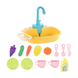 Maxbell Kitchen Sink Toys with Running Water Gifts Play Sink for Children Kids Girls Yellow