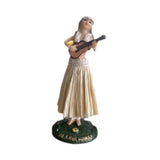 Maxbell Girl in Skirt Statue Artwork Resin Figurine with Base for Office Shelf Study Beige Playing Guitar