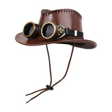 Maxbell Steampunk Top Hat with Goggles Headgear for Prom Stage Performance Role Play Brown