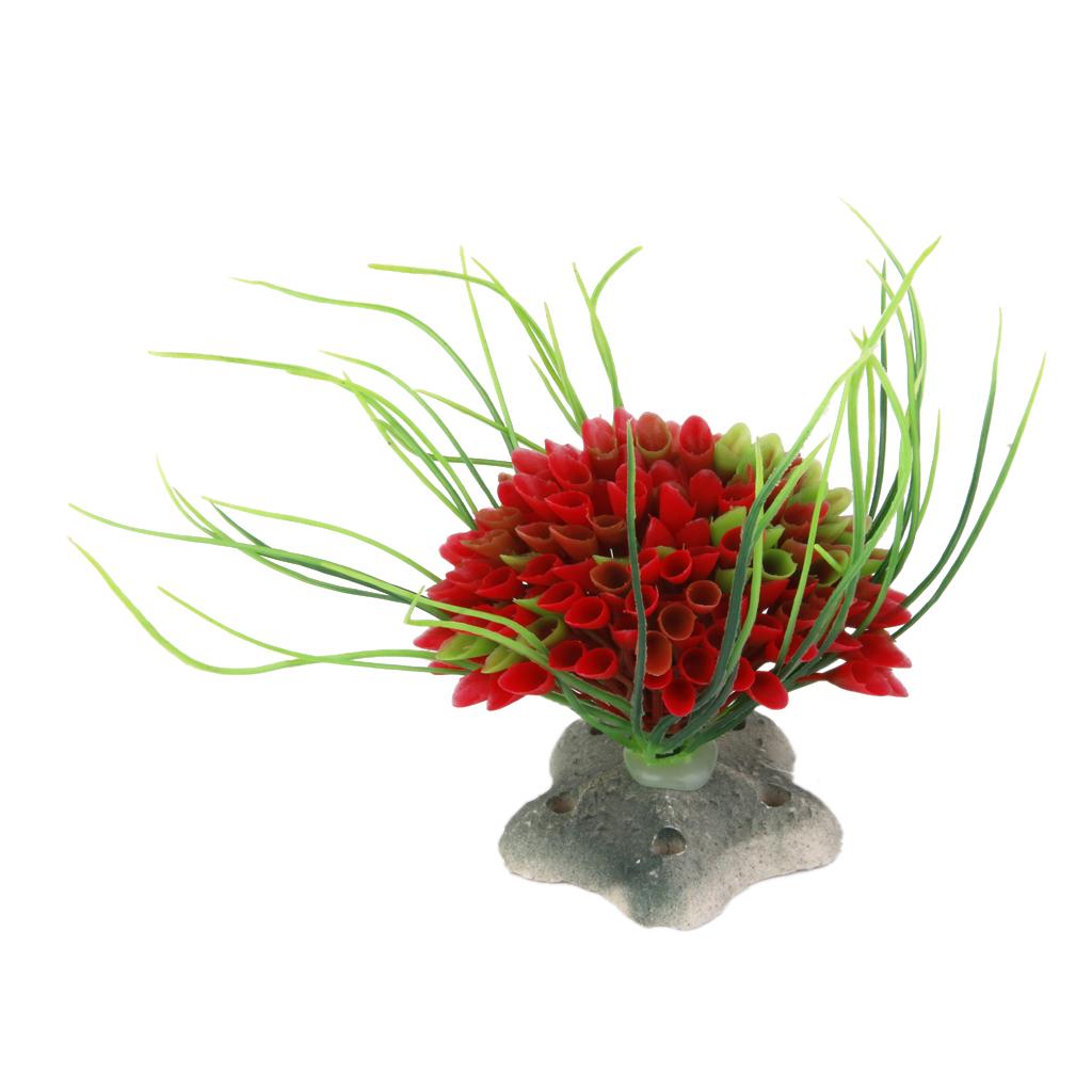 Maxbell Maxbell Artificial Plastic Water Seaweed Plant Grass Fish Tank Aquarium Decor Red