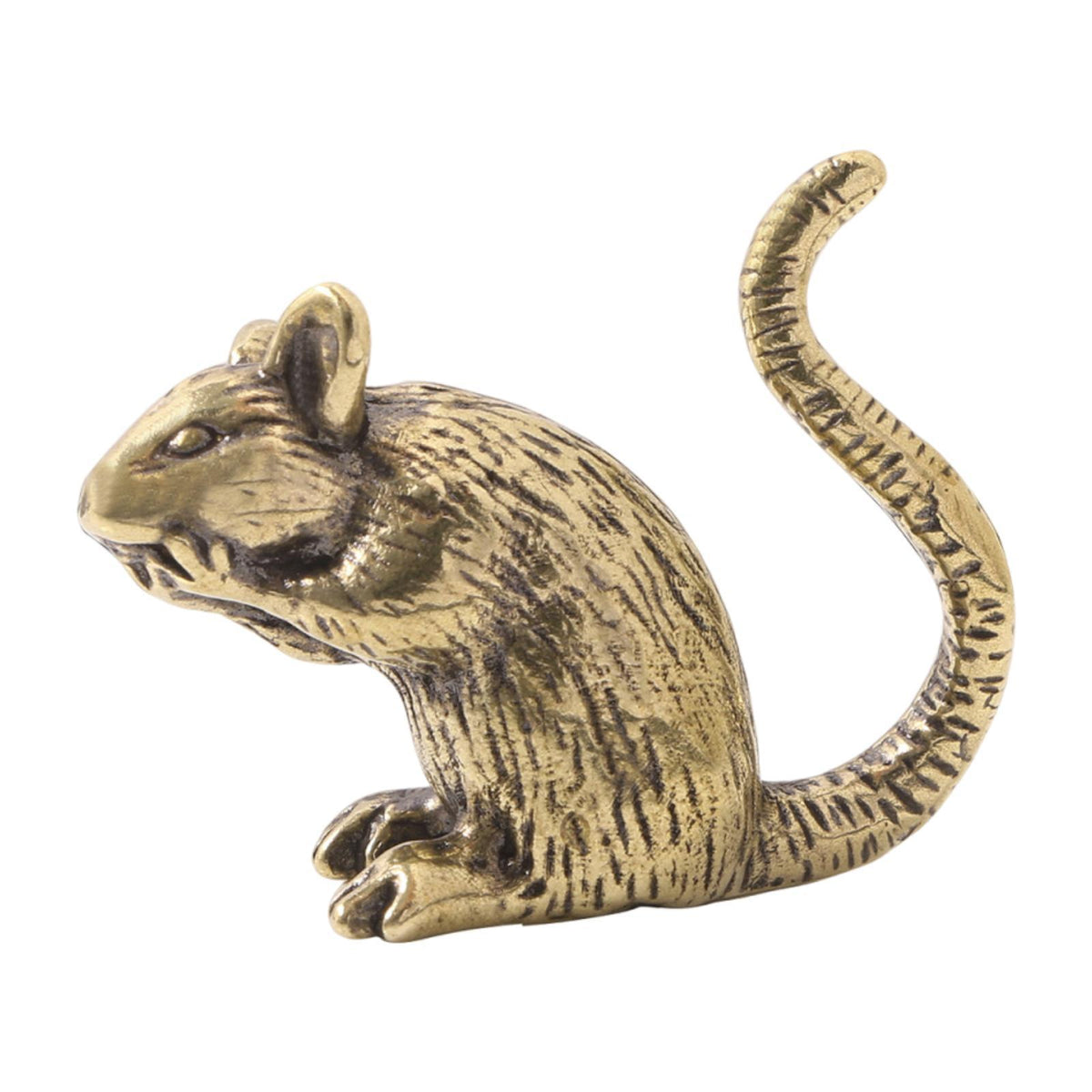 Maxbell Brass Rat Ornament Copper Mouse Statue Lifelike for Office Apartment Bedroom