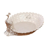 Maxbell Fruit Serving Bowl Peacock Shape Sturdy Fruit Holder for Kitchen Office Home silver
