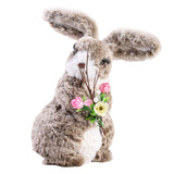Maxbell 2 Pieces Soft Easter Rabbit with Wreath Photo Props Art Desk Ornament