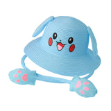 Maxbell Kids Sun Hat Cute Rabbit Hat Breathable Summer Beach Cap Children Bucket Cap Blue