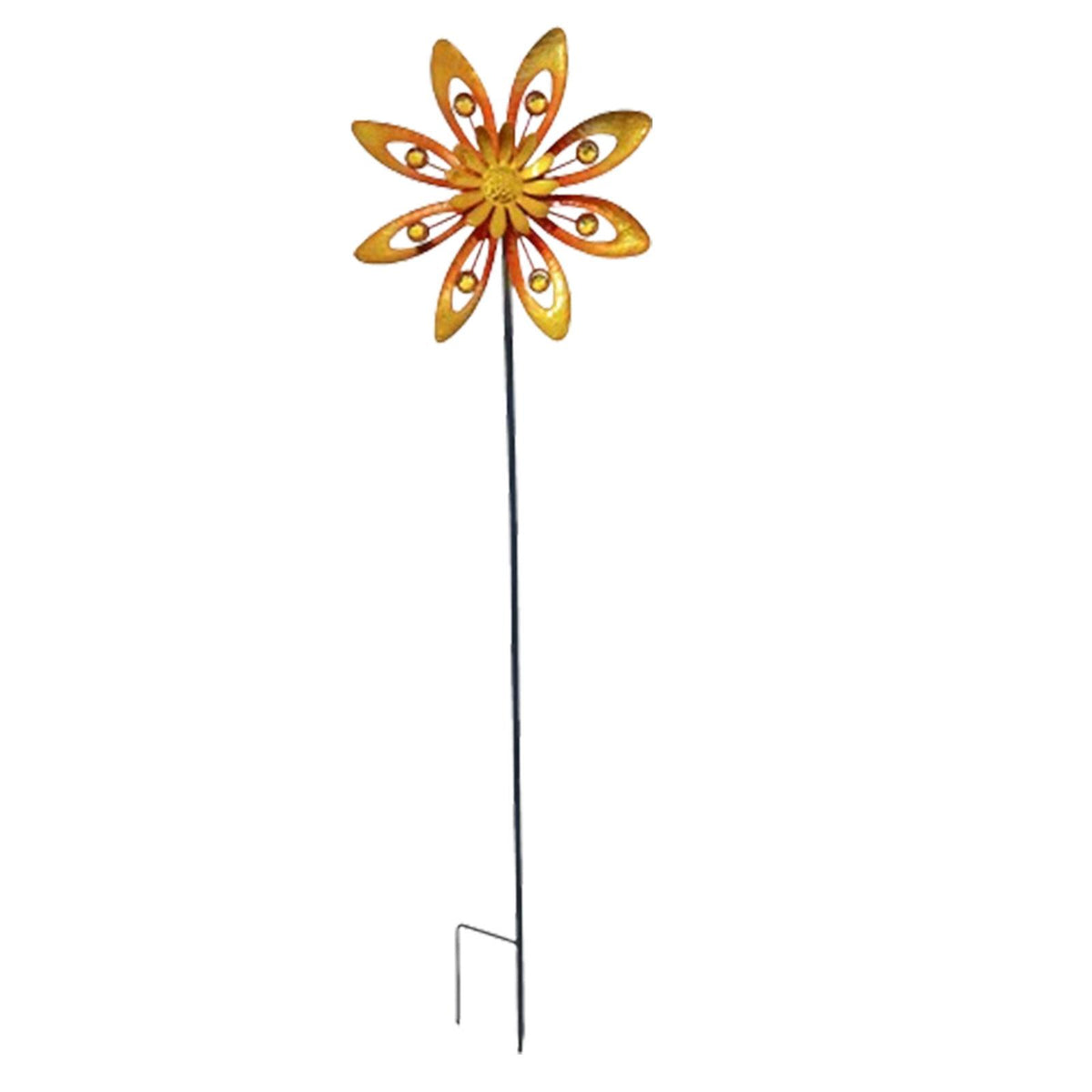 Maxbell Metal Yard Windmill Kinetic Wind Sculpture Park Backyard Garden Wind Spinner Orange