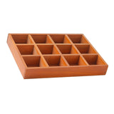 Maxbell Wooden 12 Grids Jewelry Storage Tray for Small Potted Plants Multifunctional Brown