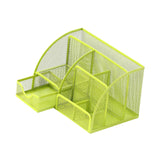 Maxbell Mesh Pen Holder Multipurpose Sturdy 6 Compartments for Office Classroom Pens green
