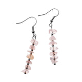 Natural Irregular Gravel Crystal Gemstone Drop Dangle Hook Earrings Pink