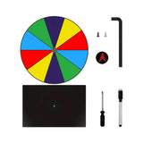 Maxbell Colored Rotating Prize Wheel with Base Stand Erasable Acrylic Roulette Wheel 10 Girds Square Base