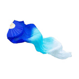 Maxbell Belly Dance Faux Silk Veil Fan Props Wedding Shows Handmade for Dancer Women Left Hand blue