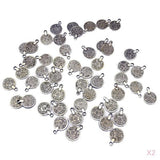 Maxbell 200 Pieces Gypsy Boho Carving Flower Coin Charm for Jewelry Making Pendant