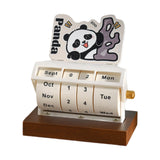 Rotary Perpetual Desk Calendar Gift Reusable School Bedroom Panda Decorative Beige