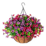 Maxbell Artificial Faux Hanging Flowers Plants with Basket Chain Flower Pot for Lawn C