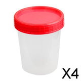 Maxbell 4x120ml 4oz Plastic Graduated Measuring Specimen Cup Sterile Container w/ Lid
