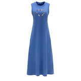 Maxbell Maxbell Women's Long Summer Dress Summer Crew Neck Dress for Party Walking Traveling M