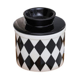 Maxbell Butter Crock Porcelain Kitchen Storage Container for Fresh Spreadable Butter Rhombic Grid