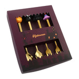 Maxbell Halloween Spoon and Fork Set Lovely Cutlery Gift Box for Fruit Home Festival Gold with 4pcs