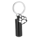 Maxbell Cremation Pet Urn Keychain Pet Dog Paw Print Keepsake Urn Key Chain Cylinder Black