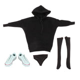 Maxbell 1/6 Female Hoodie Sweatshirt+Stockings+Sneaker for 12'' Phicen Action Figure