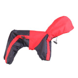 Maxbell Lightweight PU Leather 4 Buttons Closure Dog Puppy Raincoat Poncho Pet Supplies Red + Black S
