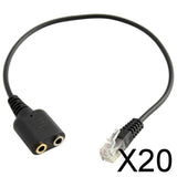 Maxbell 20xDual 3.5mm Female to RJ9 Jack Adapter Convertor Headset Telephone Use Cable
