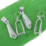 Maxbell 8x20pcs Silver Plate Pendant Pinch Bails 0.9 inch