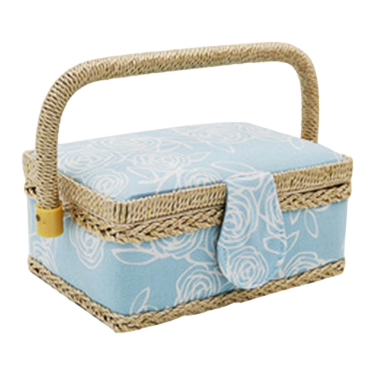 Portable Sewing Basket Storage Box Compact with Removable Tray 7.5x5.1x4inch Style C