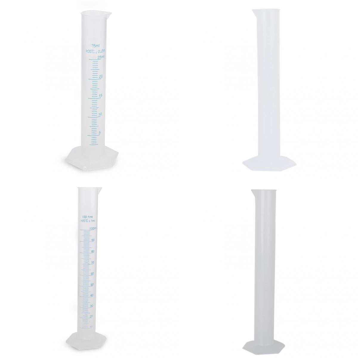 Maxbell 4Pcs 25ml/ 50ml/100ml/250ml Plastic Graduated Laboratory Measuring Cylinder