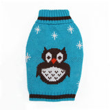 Maxbell Maxbell Blue Pet Dog Turtleneck Sweater Clothes Apparel with Owl Pattern- Size S