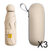 Maxbell 3xSun Umbrella for Purse Sun Protection Mini Folding Umbrella Compact Umbrella Beige with Case