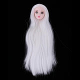 Maxbell Maxbell 1/6 Female Ball Joint Doll Head Carving Sculpt with White Straight Hair Wig for BJD for MSD Doll