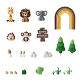 Maxbell 23Pcs Animal Cake Toppers Statue for Baby Shower Wedding Boys Girls Birthday Brown Rainbow