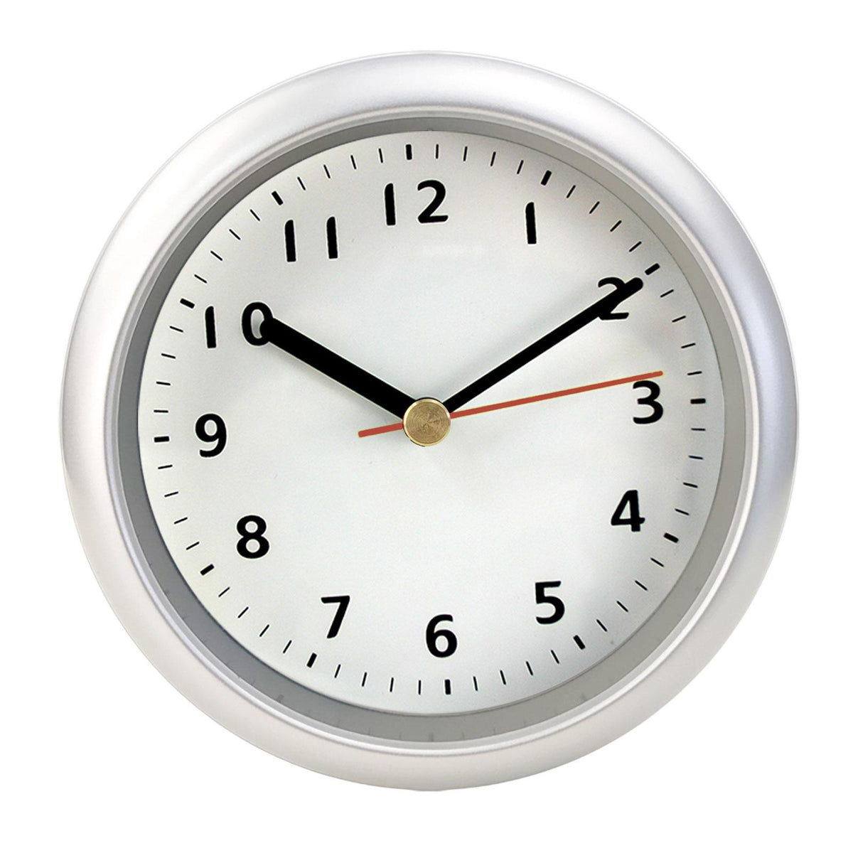 Maxbell Wall Clock Round Simple Waterproof Home Decor 6'' for Office Bedroom Kitchen Silver White