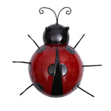 Maxbell 10Pcs Mini Metal Ladybug Fence Hanger Wall Hanging Outdoor Garden Decor Red