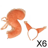 Maxbell 6xAnimal Tail Costume Kit Cosplay Hairband for Carnival Halloween Masquerade