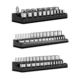 Maxbell 3Pcs Magnetic Socket Organizers Easy to Use Utility Portable for Tool Drawer Black Metric