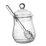 Maxbell Honey Jar with Dipper and Lid Clear Glass Honey Pot for Wedding Syrup Office 280ml