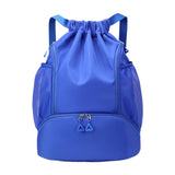 Maxbell Drawstring Backpack Basketball Lightweight Waterproof with Shoes Compartment Blue