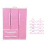 Maxbell Doll Openable Wardrobe Closet Dollhouse Accessories Lovely with Cloth Hanger Style A