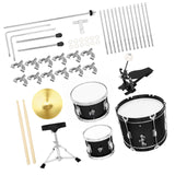 Maxbell Kids Jazz Drum Set Early Learning with Stool for Boys Girls Children Concert Black