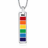 Rectangle LGBT Gay Pride Rainbow Pendant Necklace Transgender Transexual Jewelry