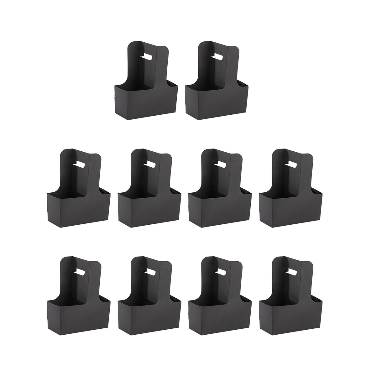 Maxbell 10 Pieces Drink Carrier with Handle Foldable for Bubble Tea Juice Milkshakes Black