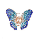 Maxbell Ladies' Rhinestone Butterfly Spring Hair Claw Clip Clamp Small Blue