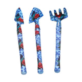 Maxbell 3Pcs Mini Garden Tools Kit Iron with Spades and Rake for Greenhouse Gardener Blue