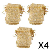 Maxbell 4x100pcs Golden Eyelash Organza Bag Wedding Gift Bag 9x12cm