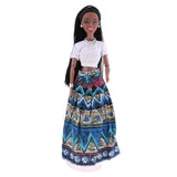 Maxbell Beautiful Modern African Girl Dolls 12 Joints Moveable BJD Dolls White Top - Aladdin Shoppers