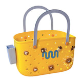 Maxbell Beach Bag Waterproof Multipurpose Stylish Portable Top Handle Pouch Tote Bag Yellow with Grid
