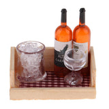 Miniature Wine Juice Bottles Cup Wood Rack 1/12 Dollhouse Drink Model 3 Sets