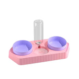 Dot Bowls with Water Dispenser Wet and Dry Food Bowls Set Pet Feeder Waterer three pink - Aladdin Shoppers